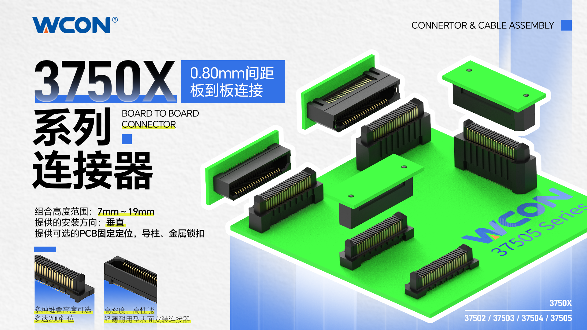 3750X系列雙排板到板連接器：56Gbps高速工業(yè)級(jí)精密連接解決方案